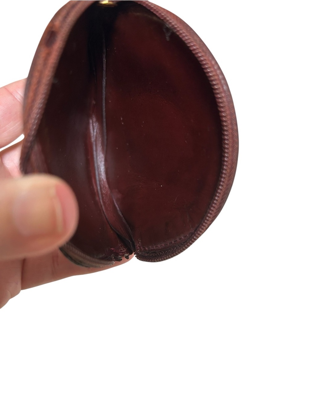 Vintage Cartier Must de Cartier Bordeaux Leather Round Coin Purse Luxury - Picture 8 of 9